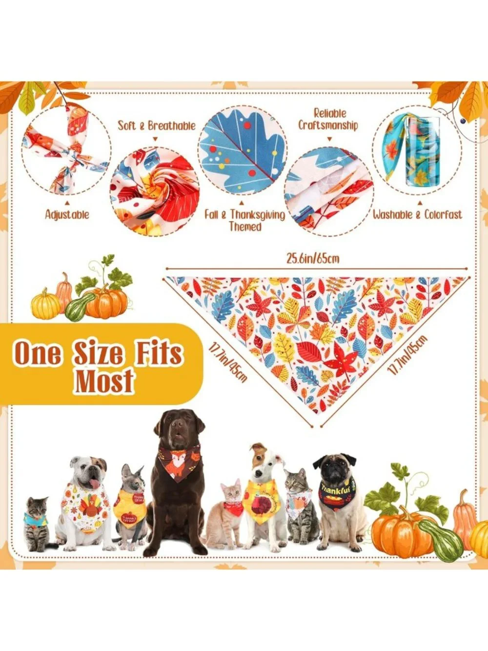 200 Pcs Fall Maple Leaves Dog Bandanas | Medium Pet Scarves for Autumn Style